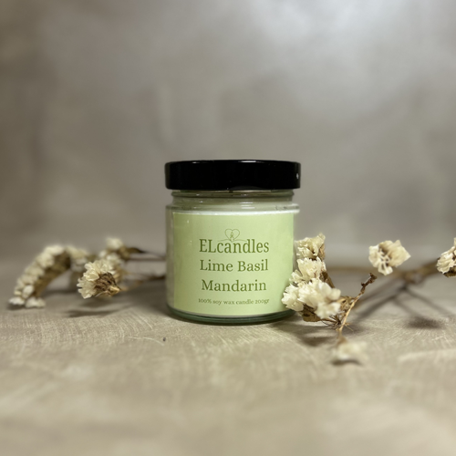 ΚΕΡΙ ΣΟΓΙΑΣ ΜΕ ΑΡΩΜΑ LIME BASIL MANDARIN 180gr